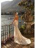 Ivory Lace Tulle Keyhole Back Wedding Dress With Removable Train